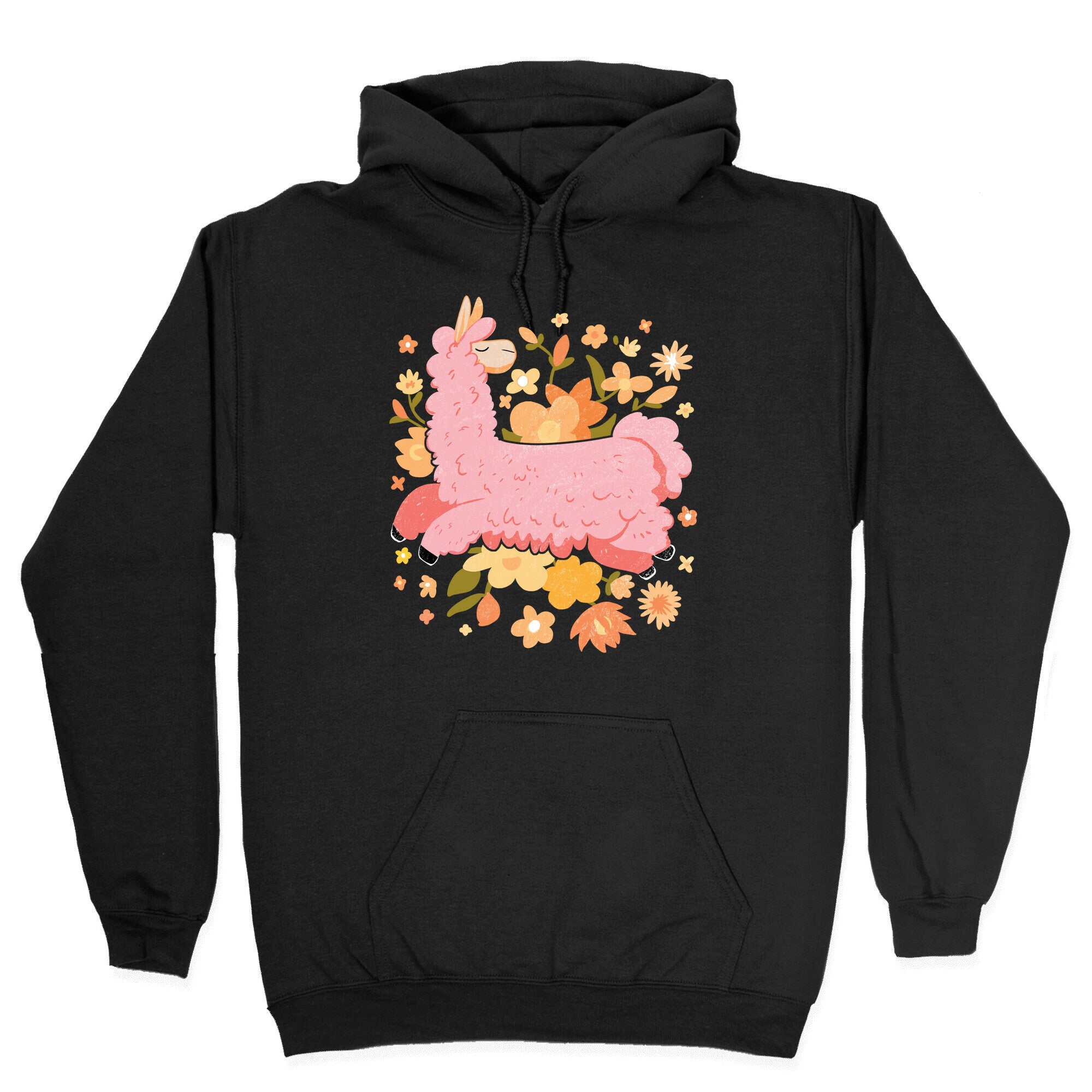 Llama Among Flowers Hoodie